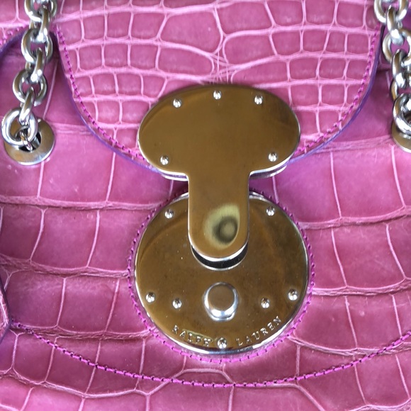 Ralph Lauren Ricky Id GENUINE alligator 🐊   chain handbag 👜 stunning - Picture 7 of 15